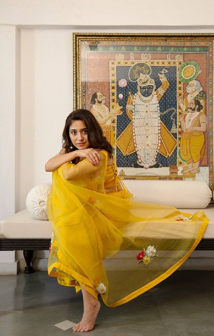 Genda Silk Organza Saree - saree New Zealand