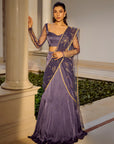 Glam Blue Saree Set - Indian Fashion