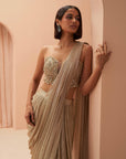 Gold Flake Pleated Saree - saree Sydney