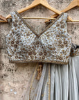 Grey Lehenga Set along with Hand-painted Dupatta - grey lehenga Australia