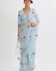 Gul Mehandi Powder Blue Saree - blue saree
