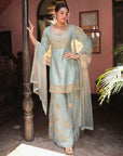 Dusty Firoza Embroidered Suit - indian wear for women Canada