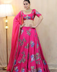 Hot Pink Applique Lehenga Set - lehenga choli lehenga choli