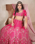 Hot Pink Zardosi Lehenga - pink bridal lehenga USA