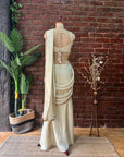 Champagne Gold Shimmer Tissue Saree - champagne saree