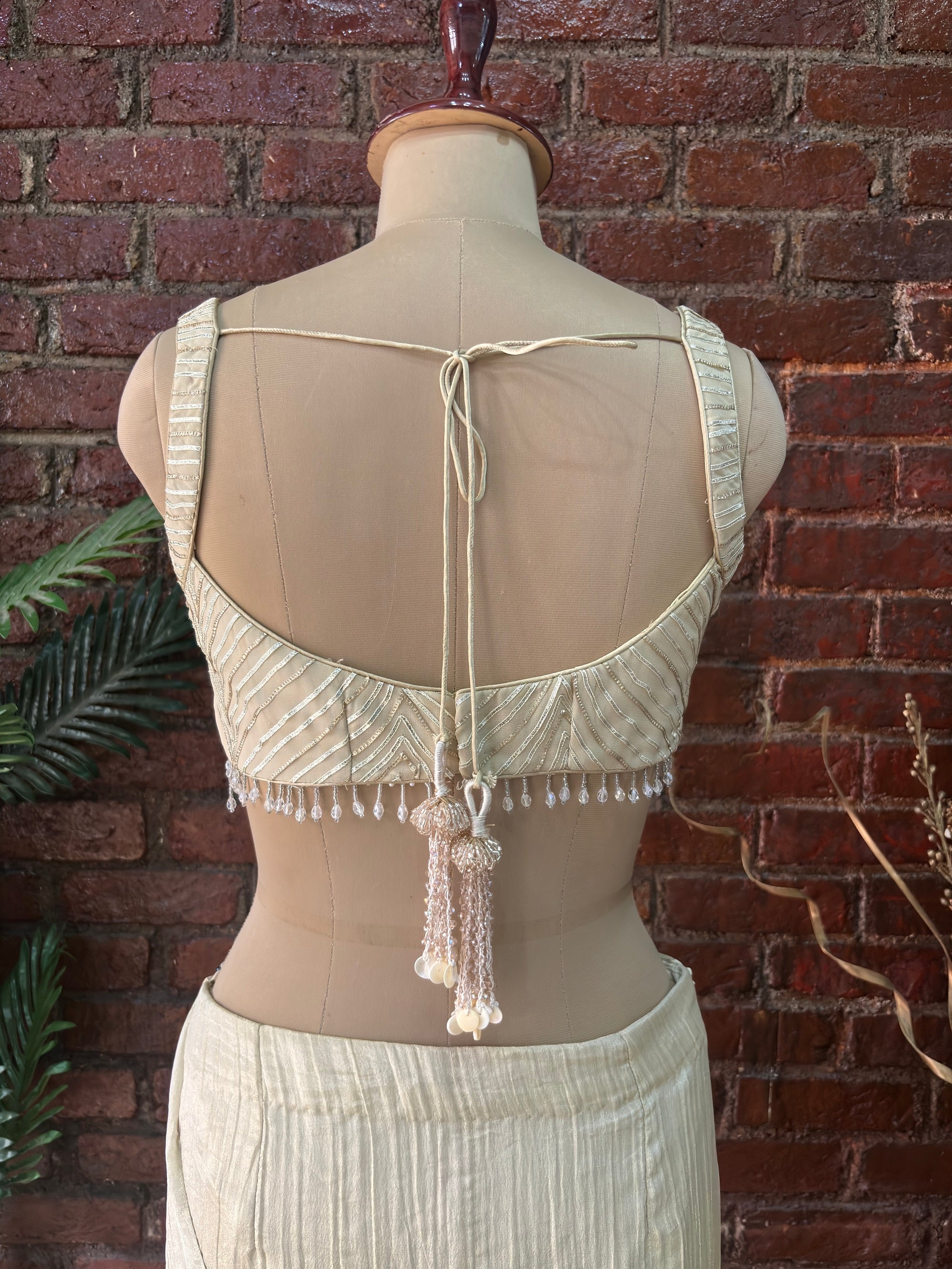 Champagne Gold Shimmer Tissue Saree