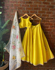 Yellow Lehenga Set with Hand Painted Dupatta - lehenga
