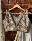 Grey Raw Silk Lehenga Set - indian dresses