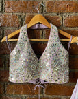 Pastel Mauve Floral Mirror work Lehenga Set - lehenga choli choli