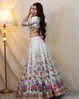 Hand Paint Lehenga with Matching Sweetheart Neckline - ladies indian outfits