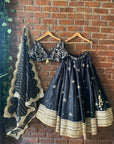 Black Placement Embroidered Lehenga Set - lehenga choli lehenga choli