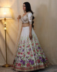 Hand Paint Lehenga with Matching Sweetheart Neckline - ladies indian outfits