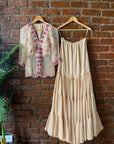 Beige Organza Peplum Top and Sharara Set - indian ethnic clothes