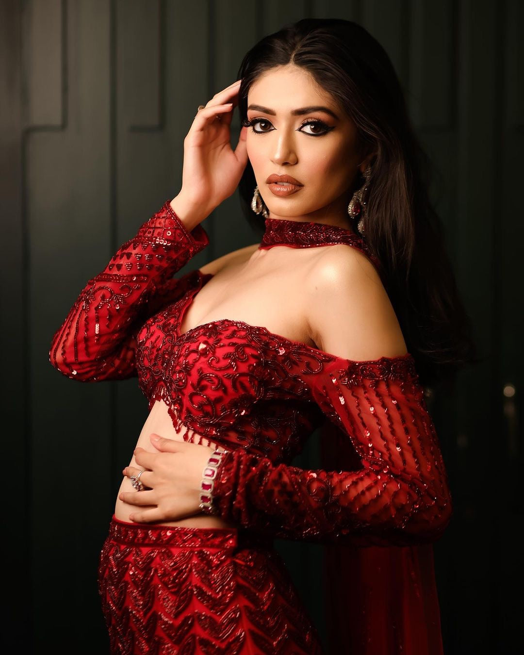 Red Fishcut Lehenga Set - red lehenga Sydney