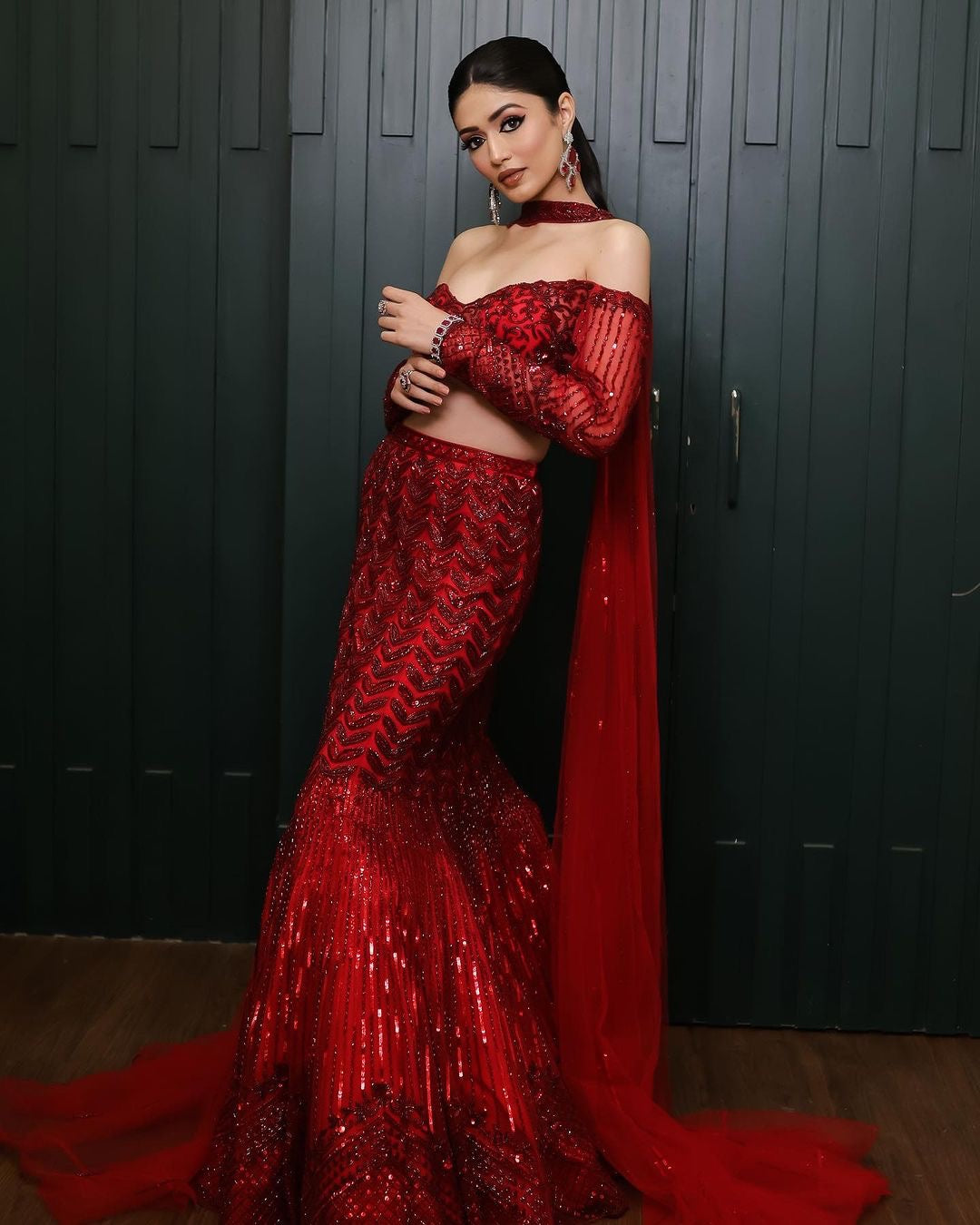 Red Fishcut Lehenga Set - red lehenga Sydney