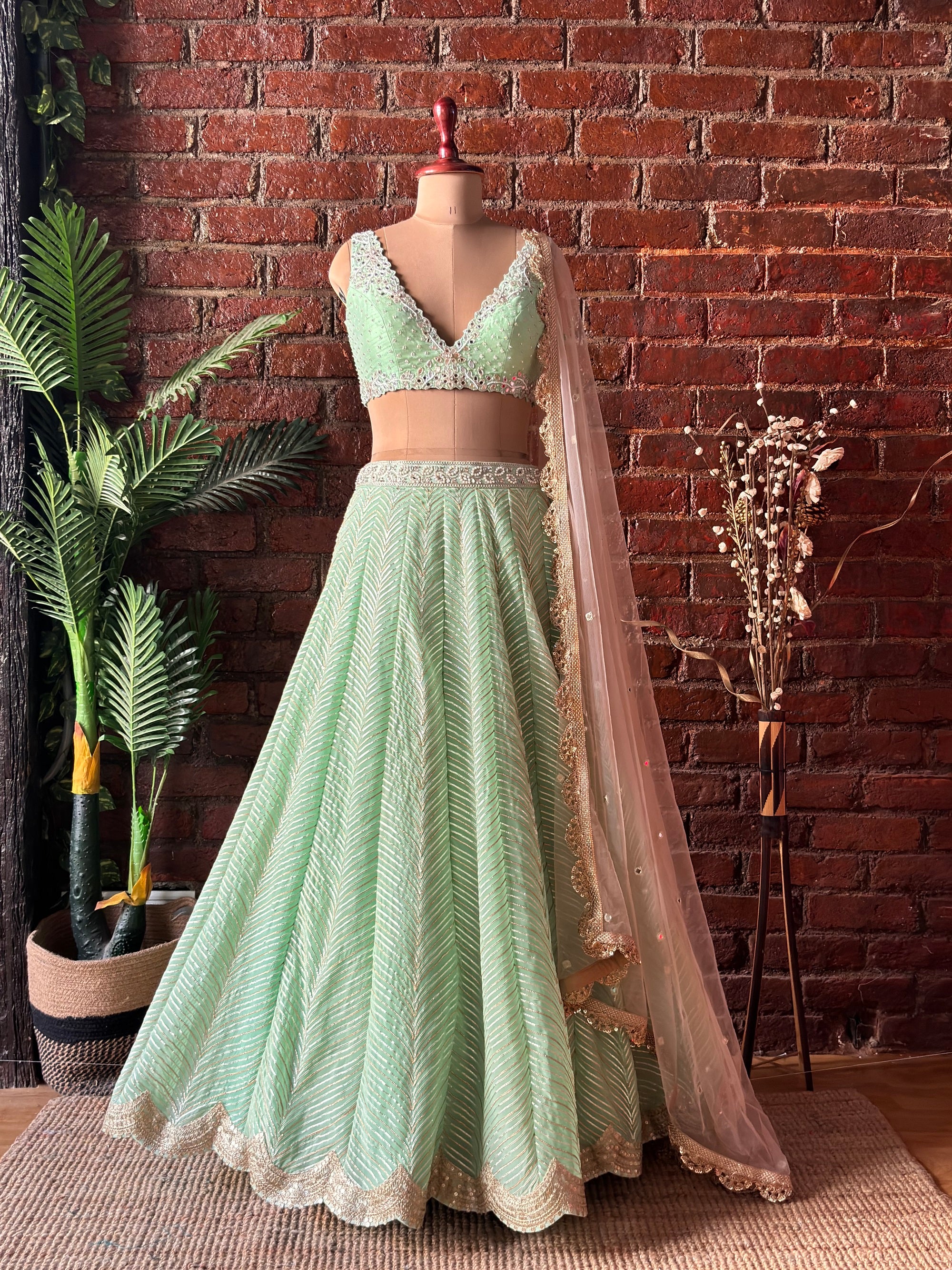 Green Gotta Work Lehenga Set