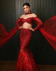 Red Fishcut Lehenga Set - red lehenga Sydney