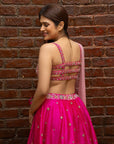 Hot Pink Hand Embroidered Lehenga Set - lehenga choli lehenga choli