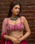 Hot Pink Hand Embroidered Lehenga Set - lehenga choli lehenga choli