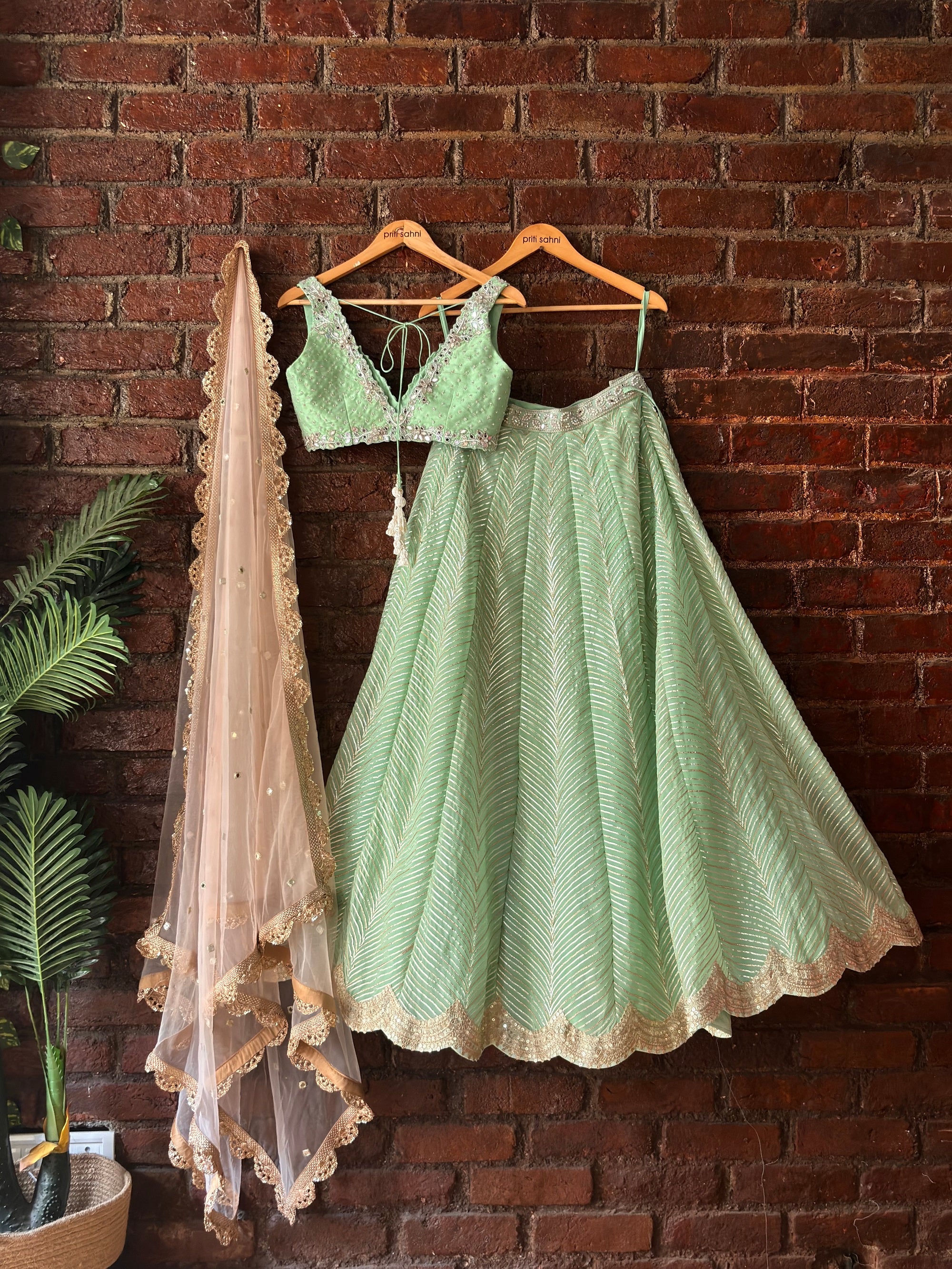 Green Gotta Work Lehenga Set