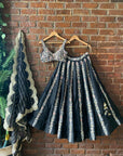 Black Resham and Mirror Hand Embroidered Lehenga Set - ladies indian outfits