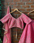 Blush Pink Raw Silk Bridal Hand Embroidered Lehenga Set - lehenga dress