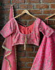 Blush Pink Raw Silk Bridal Hand Embroidered Lehenga Set - lehenga dress