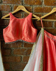 Coral Lehenga Set with Hand Painted Dupatta - lehenga design