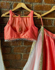 Coral Lehenga Set with Hand Painted Dupatta - lehenga design