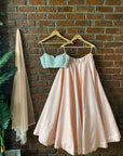 Peach and Powder Blue Lehenga Set - indian garb