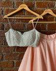 Peach and Powder Blue Lehenga Set - indian garb