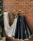 Black and Ivory Lehenga Set - indian ethnic wear