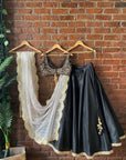 Black and Ivory Lehenga Set - indian ethnic wear