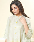 Shaded Pista Green and Yellow Sleeve Kaftan Set - indian trendy outfits