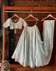Aqua Blue Hand Embroidered Lehenga Set - lehenga designer lehenga
