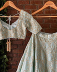 Aqua Blue Hand Embroidered Lehenga Set - lehenga designer lehenga