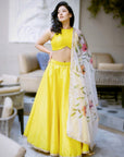 Yellow Lehenga Set with Hand Painted Dupatta - lehenga