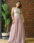 Mauve Mirror Work Jumpsuit - indian trendy dress