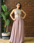 Mauve Mirror Work Jumpsuit - indian trendy dress