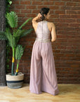 Mauve Mirror Work Jumpsuit - indian trendy dress