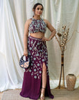 Aubergine 3D Embroidered Lehenga Set - lehenga lehenga choli