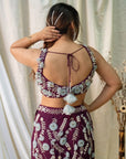 Aubergine 3D Embroidered Lehenga Set - lehenga lehenga choli