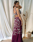 Aubergine 3D Embroidered Lehenga Set - lehenga lehenga choli