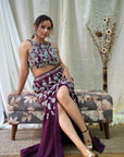 Aubergine 3D Embroidered Lehenga Set - lehenga lehenga choli