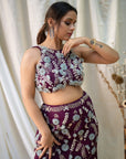 Aubergine 3D Embroidered Lehenga Set - lehenga lehenga choli