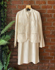 Ivory Kurta Pant with Thread Work Vest - indian men's clothing