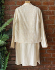 Ivory Kurta Pant with Thread Work Vest - indian men's clothing