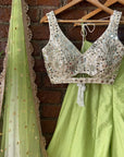 Lime Green and Ivory Palazzo Set - indian ethnic outfit