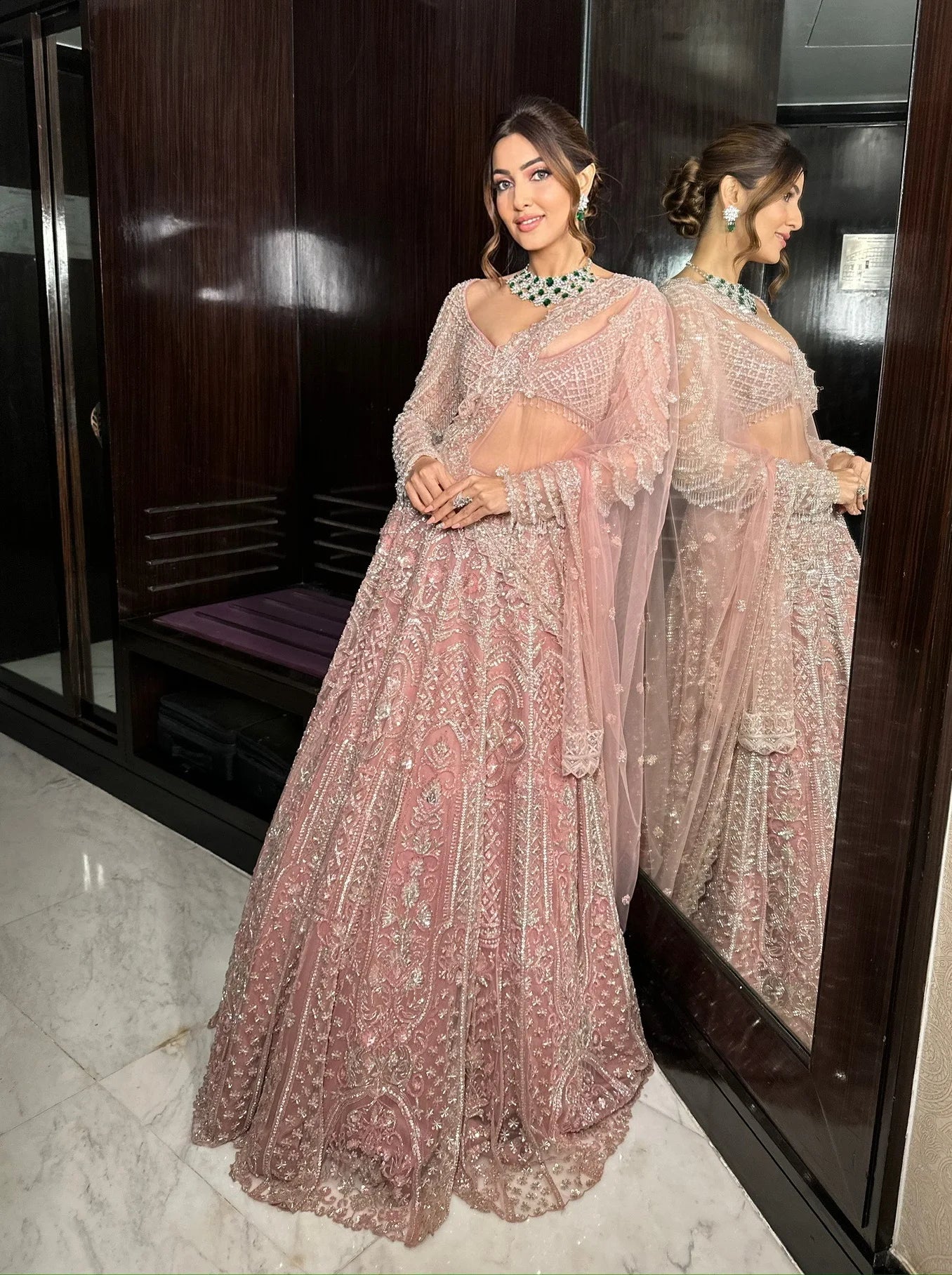 Dusky Pink Bridal Lehenga Set - pink lehenga New Zealand