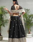 Black Placement Embroidered Lehenga Set - embroidered lehenga
